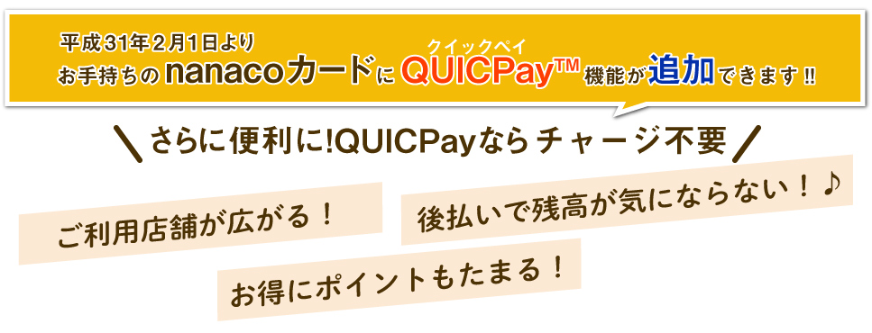 日専連QUICPay™(nanaco) | 株式会社 日専連ファイナンス