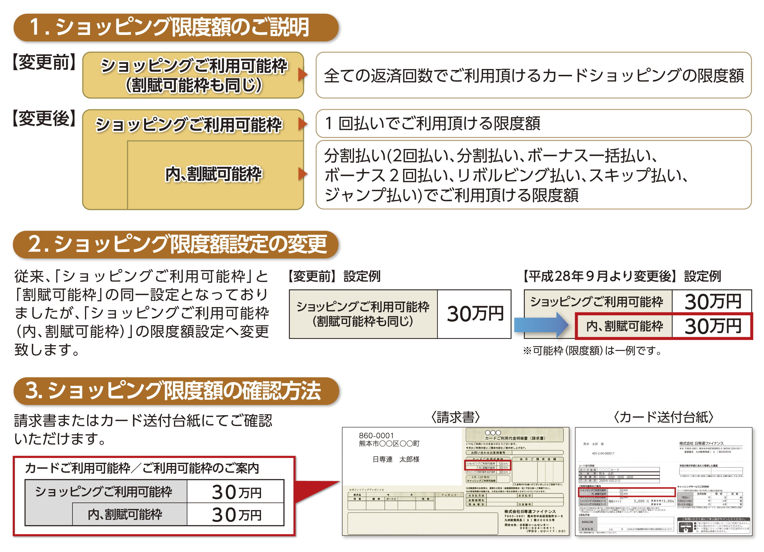 カードショッピング利用限度額（可能枠）設定の変更について | 株式